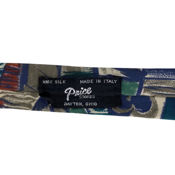 Vintage Manzoni Colorful Abstract Print 100% Silk Mens Tie Necktie - Picture 5 of 6